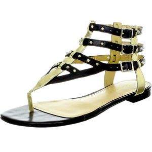 SIZE 11 Enzo Angiolini Taraketh Sandals, Black and Gold. Stunning!